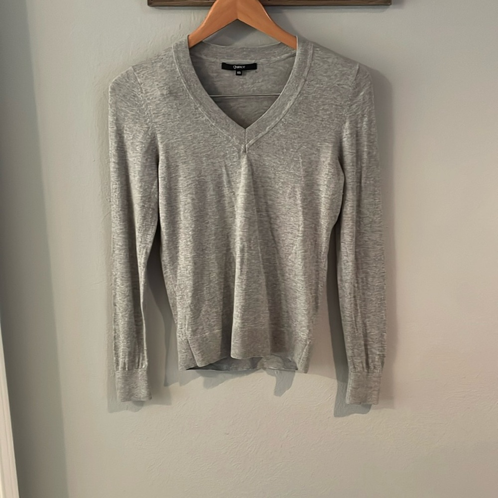 Quince Gray V-Neck Sweater